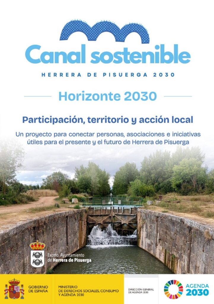 Portada del cuarto boletín de Canal Sostenible Herrera de Pisuerga 2030, con el Canal de Castilla y la identidad institucional del proyecto.
